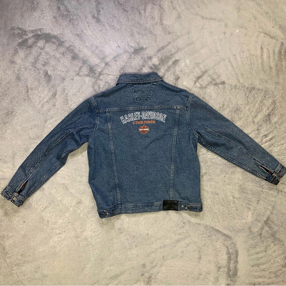 Harley-Davidson Vintage Men’s Blue Denim Button Down Jean Jacket Size Large